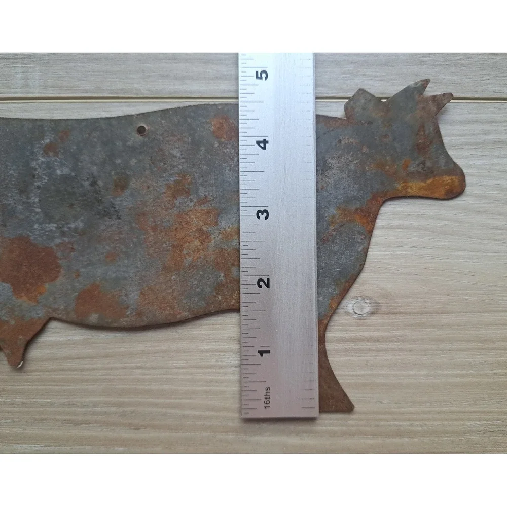 Vintage‎ Rustic Metal Cow Weathervane Silhouette Primitive Farmhouse Rusted Art